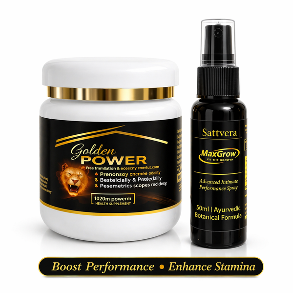 Golden Power Powder + MaxGrow Performance Spray Combo | Ultimate Strength & Performance Booster