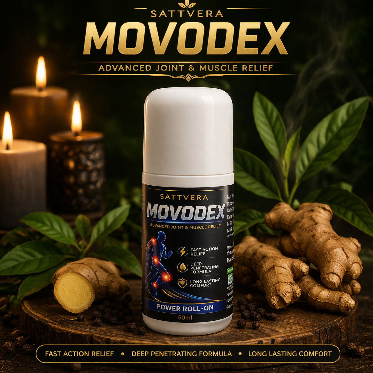 Movodex Pain Relief Roll-On – Fast Action Joint & Muscle Relief (50ml)
