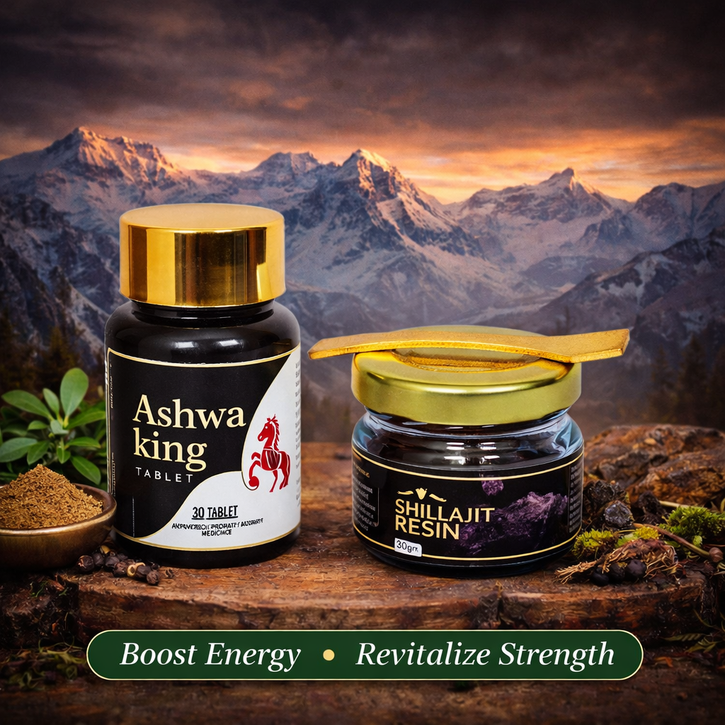 Power & Vitality Ayurvedic Combo – Ashwaking Tablets + Pure Shilajit Resin (Flat 50% OFF)