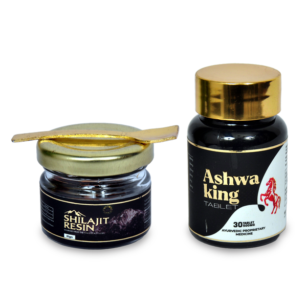 Power & Vitality Ayurvedic Combo – Ashwaking Tablets + Pure Shilajit Resin