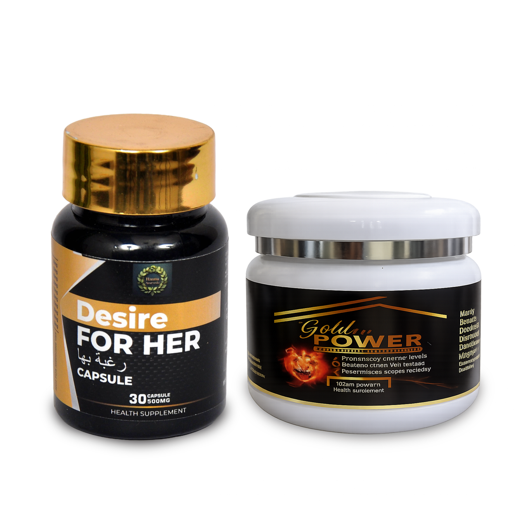 Ultimate Wellness & Vitality Combo – Desire For Her Capsules + Power Gold Powder (Flat 50% OFF)